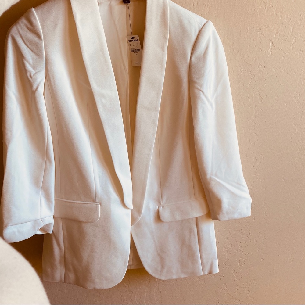 Express Ruched Sleeve Boyfriend Blazer